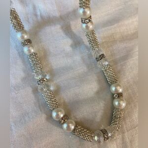 Vintage Necklace with Crystals and Faux Pearls‎